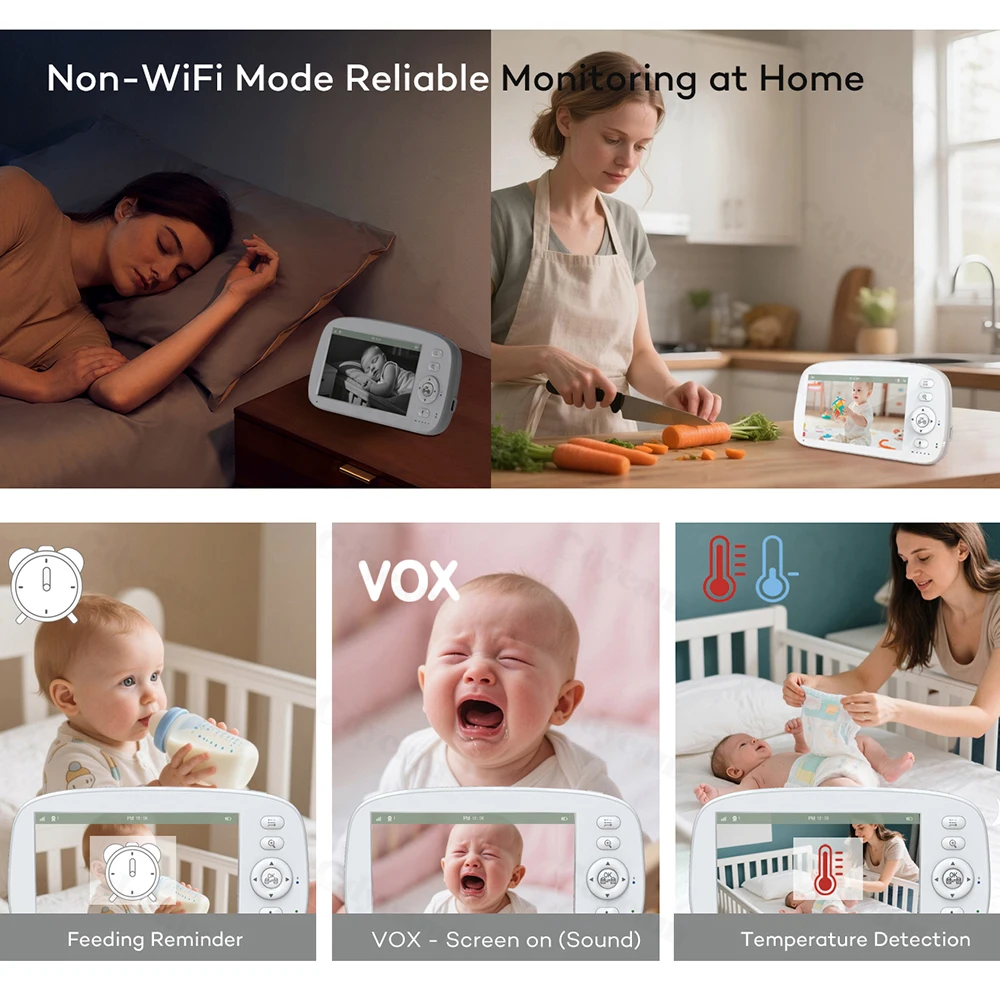 VBABM Baby Monitor Camera Night Vision,5'' Display High-capacity battery,Pan-Tilt-Zoom Video Baby Monitor,2-Way Talk Lullabies view 2