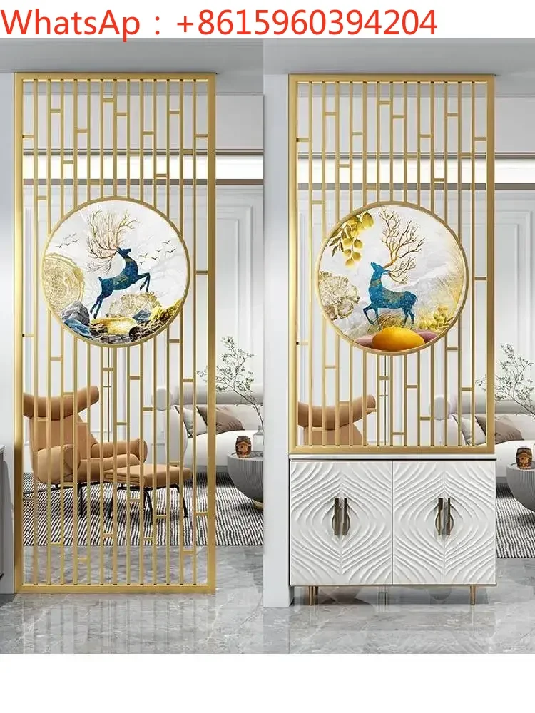 Customize the new Chinese style light luxury iron art partition screen living room door to block the porch stainless steeloffice