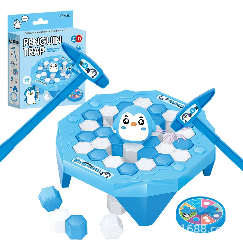 Small penguin trap icebreakers activate family party icebreakers children's puzzle tabletop tapping blocks