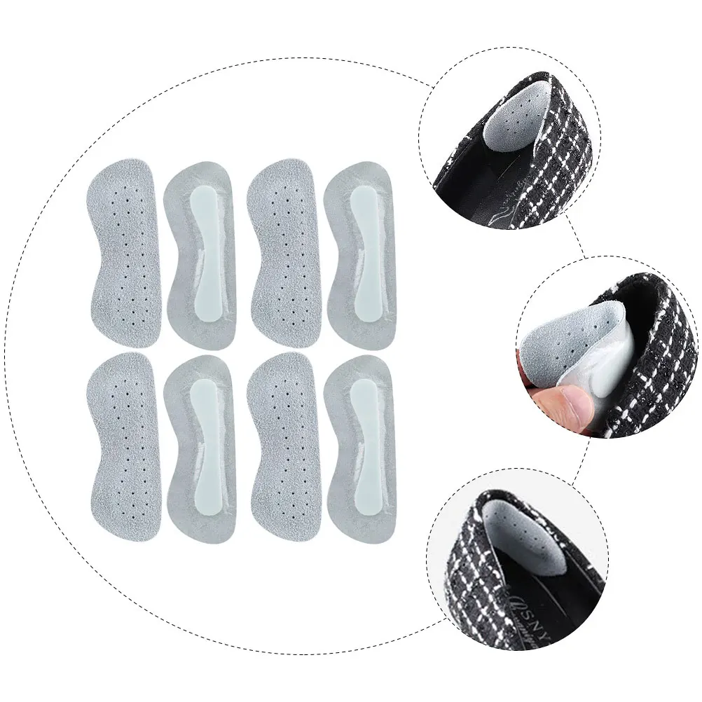 

4 Pairs Anti-wear Heel Pads Durable Cow Latex Sponge Double-sided Tape Foot Care Cushions Non-slip Shoes Accessories