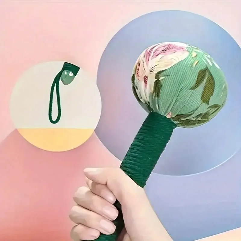 Long Handled mugwort Massage Hammer for Lymphatic Drainage - Manual Full Body & Back Relief, Stress Reduction, Nylon Material