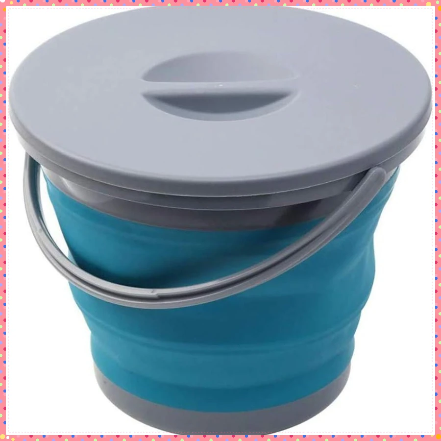 다용도 접이식 물통, 누수 방지 잠금 뚜껑이 있는 원형 통, 주방, 정원, 애완동물 세척, 자동차 세척용