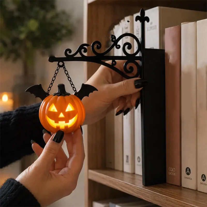 Halloween Retro Bookshelf Lighting Wall Mounted Reading Lamp Metal Gothic LED Night Light for Studious Home Room Ornament image 3