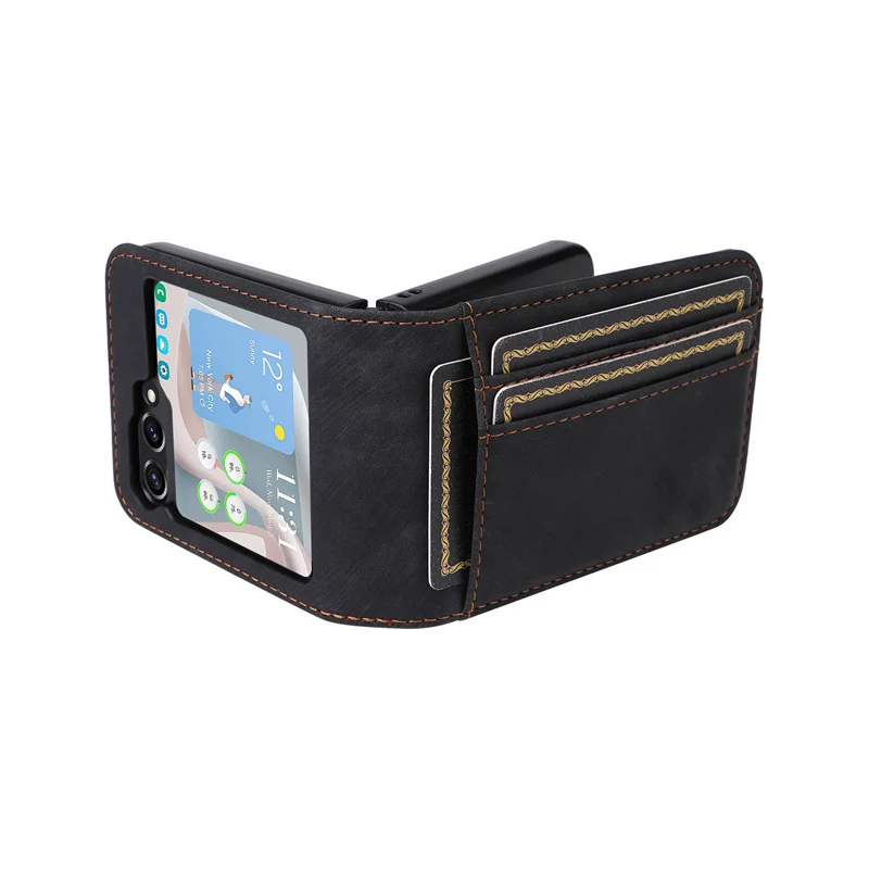 

Для Samsung Galaxy Z Flip 7 FE Flip Cover Роскошный кожаный чехол-кошелек для Samsung Galaxy Z Flip 7 FE Чехол-книжка-кошелек для телефона