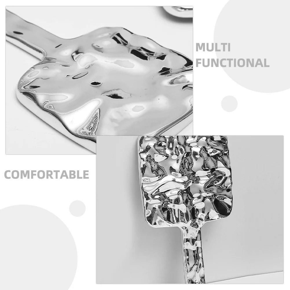 Espejo de maquillaje de mano Superficie reflectante portátil de alta definición Acabado galvanizado Accesorio elegante para mujeres Niñas Plata