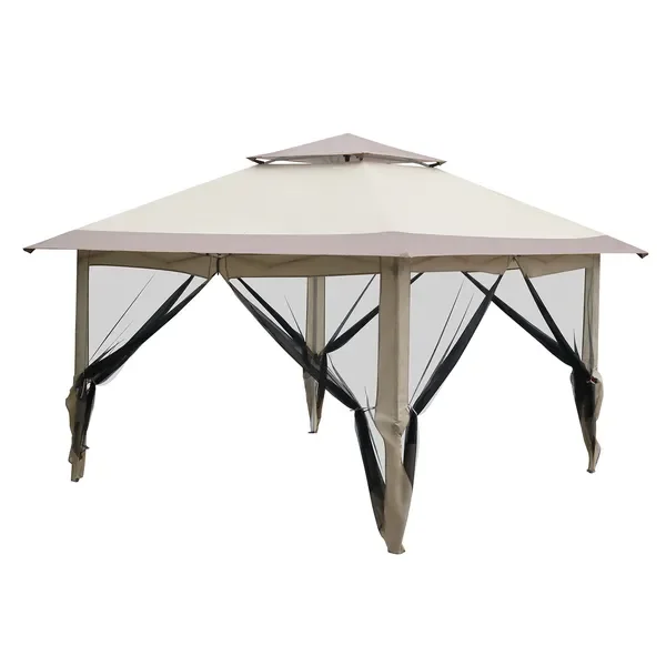 

Садовая беседка 3,6x3,6 м с сеткой, двойной крышей, из оксфордской ткани, с железными трубами с порошковым покрытием, для использования на улице