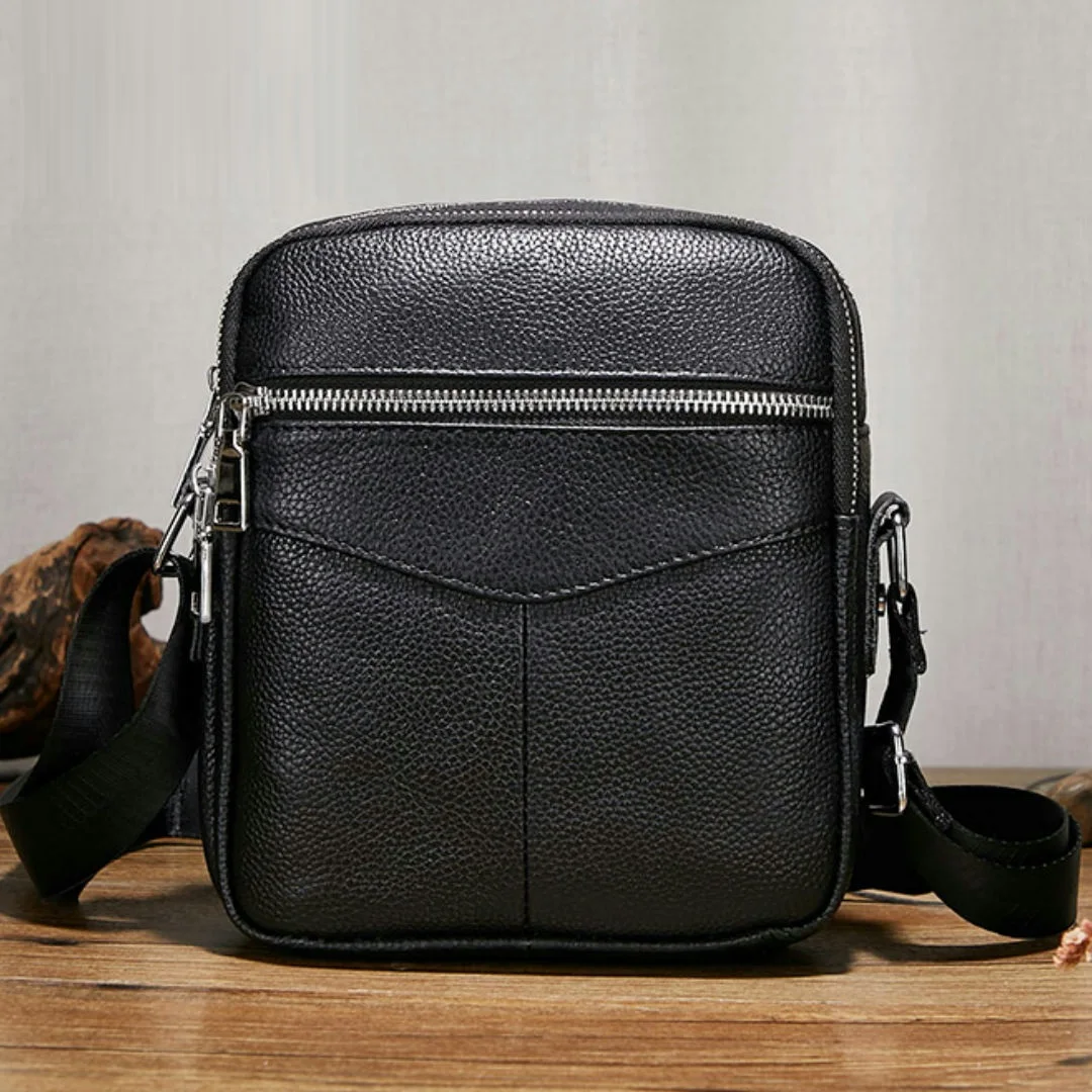 

Черная мужская сумка-слинг из натуральной кожи, маленькая сумка из коровьей кожи, мужская сумка 2025 года, новая сумка через плечо или через плечо