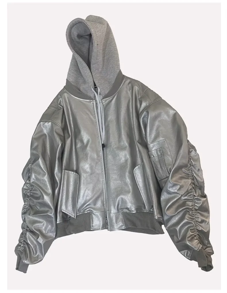 【BALR.】2way HOODED LEATHER BOMBER JACKET Hooded Denim Bomber | Shakawear