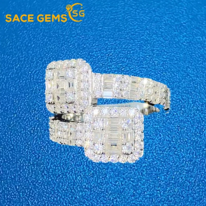 

SACE GEMS GRA Certified D Color Full Moissanite Ring for Women Men S925 Sterling Silver Wedding Diamond Luxury Fine Jewelry