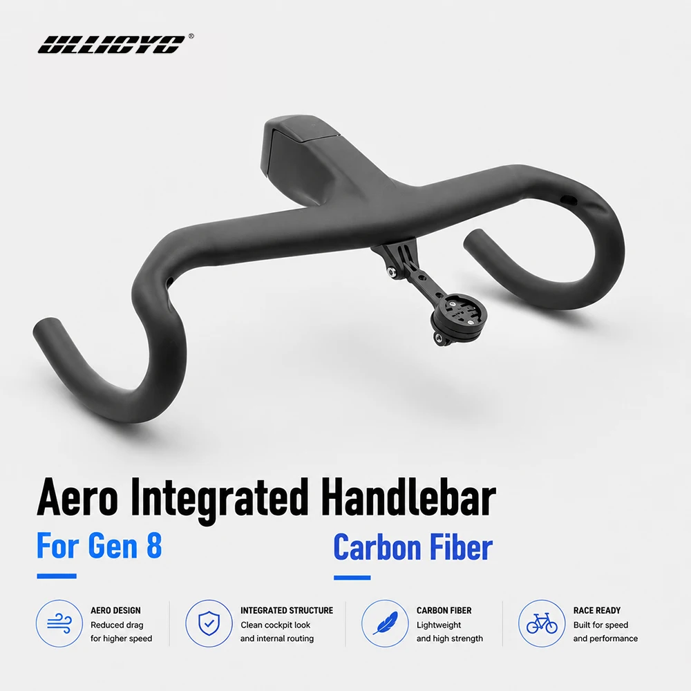 ULLICYC für Gen 8, Checkmate SLR -7 °   Cockpit, Rennrad Vollcarbon-Lenker mit integrierter Kabelführung und Distanzstücken