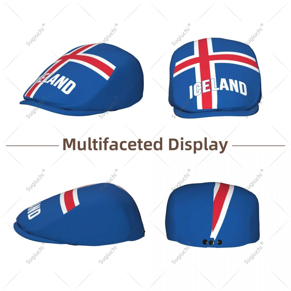 Forward cap Iceland Flag Men Women Flat Newsboy Driving Hat Cap Short Brim for Driving Daily visors hat