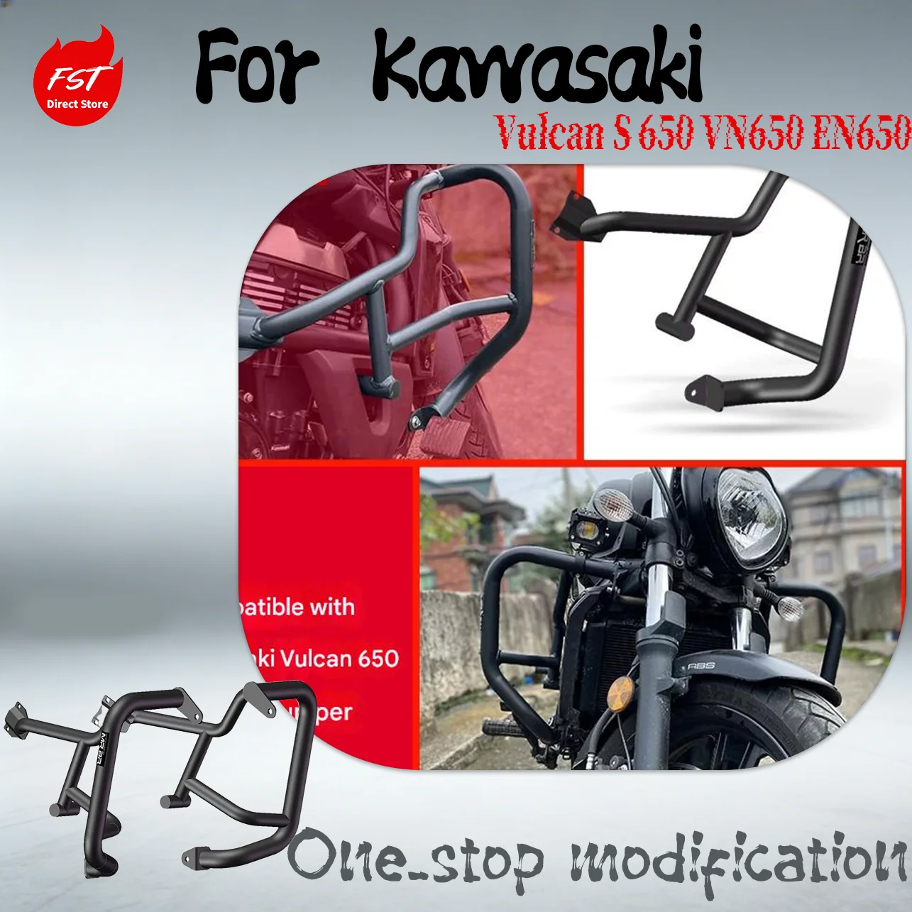 Crash Bars Engine Guard Highway Bumper Anti-Fall Sliders for Kawasaki Vulcan S 650 VN650 EN650 Motorcycle Modified Parts