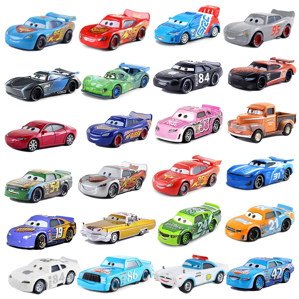 Disney Pixar Cars Lightning McQueen Jackson Storm Carla Veloso, modelos de coches de aleación fundida a presión 1:55, juguete para niños, regalo