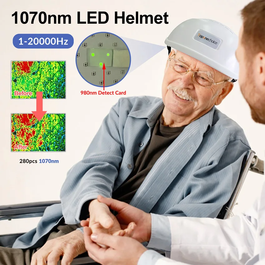 1-20000Hz Photobiomodulation Brain Helmet Infrared Light Therapy for Aphasia Insomnia Anxiety Depression Physiotherapy 280Diodes