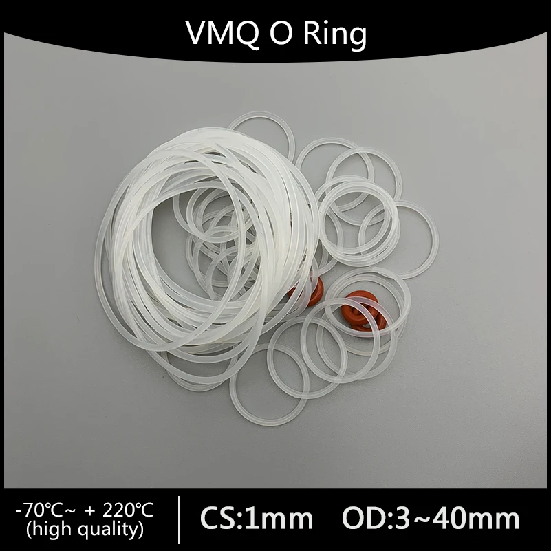 10pcs VMQ White Silicone Ring Gasket CS 1mm OD 3 ~ 40mm Food Grade Waterproof Washer Rubber silicone gasket rubber o-ring