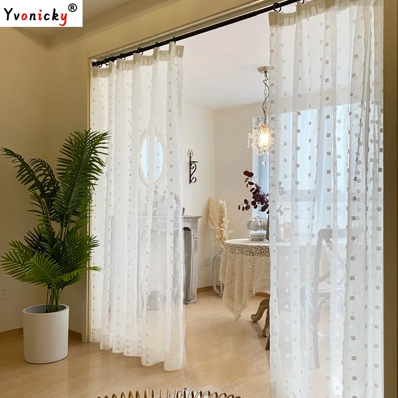 

Princess Solid White Embroidery Sheer Curtains for Living Room kids Room Korean Elegant Yarn Cortinas White tulle Curtains