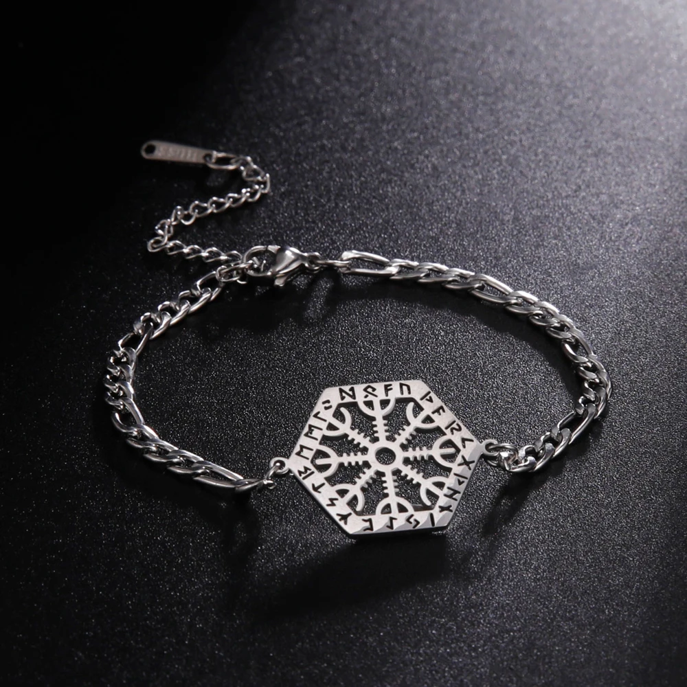 

COOLTIME Viking Vegvisir Compass Rune Bracelet for Men Women Stainless Steel Amulet Bracelet Jewelry Women's Day Gift New In
