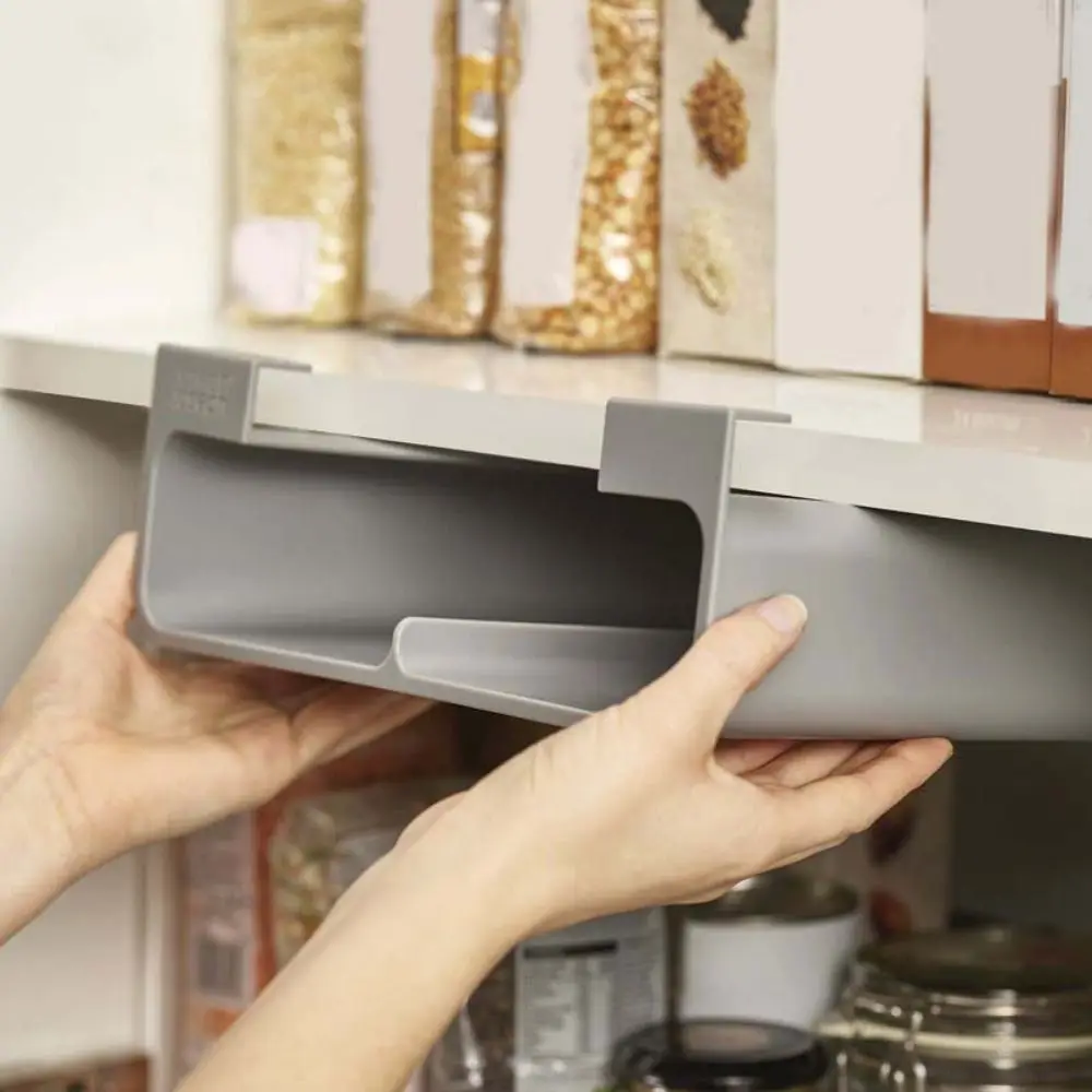 Plastic Vershoudfolie Organizer No-Punch Grijze Aluminiumfolie Organizer Grote Capaciteit Wandmontage Hangende Kast Opbergplank Keuken