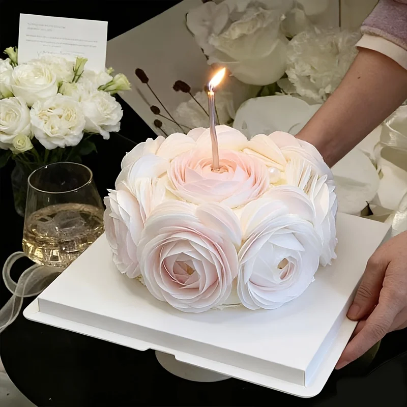 DIY Kuchenrand-Dekorationen 120/210 Stück 3D Kuchendekorationen | Runde Schwanenrosen-Blumenbordüren | Kugelförmiges Backen zum Selbermachen – Detail 2