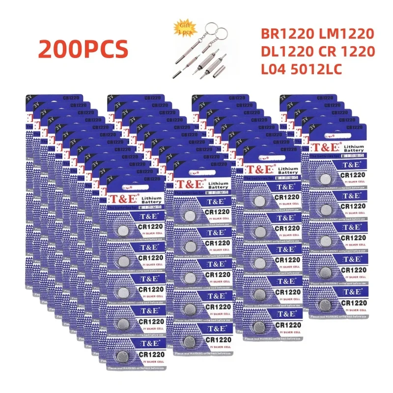 リチウム電池CR1220,ボタン,br1220,lm1220,dl1220,cr 1220,l04,5012lc,3v,時計,車,キー,リモコン用,200個