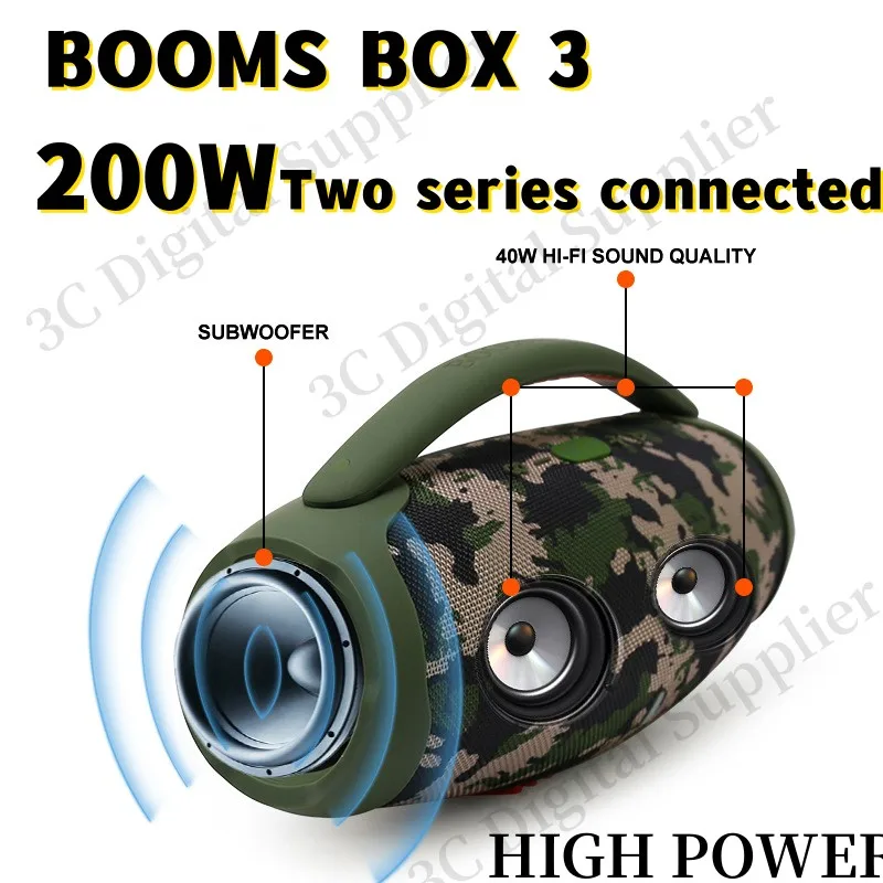 Powerful BOOMS BOX 3 100W High Power Bluetooth Speaker RGB Colorful Light Party Home Theater Heavy Bass 360 Stereo Surround TWS