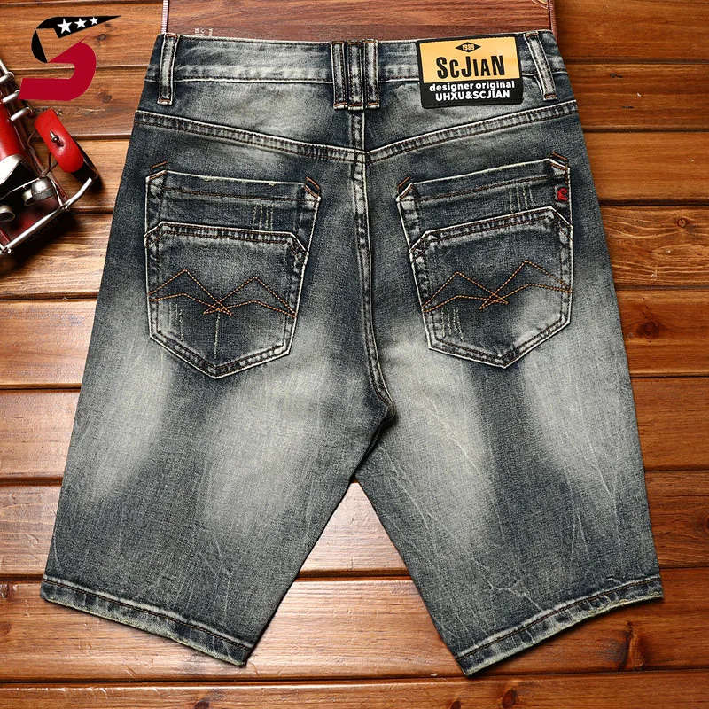 2024New High-End Denim Shorts Men\'s Summer Washed-out Vintage Nostalgic Trendy Korean Casual All-Match Cropped Pants