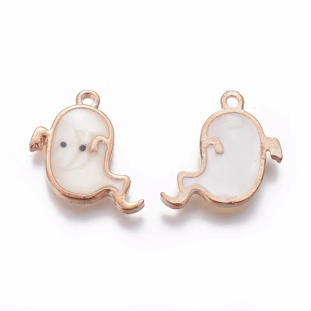 50Pcs Ghost Pendants Alloy Enamel Halloween Theme Charms for Jewelry Making DIY Necklace Bracelet Earring Supplies Accessories