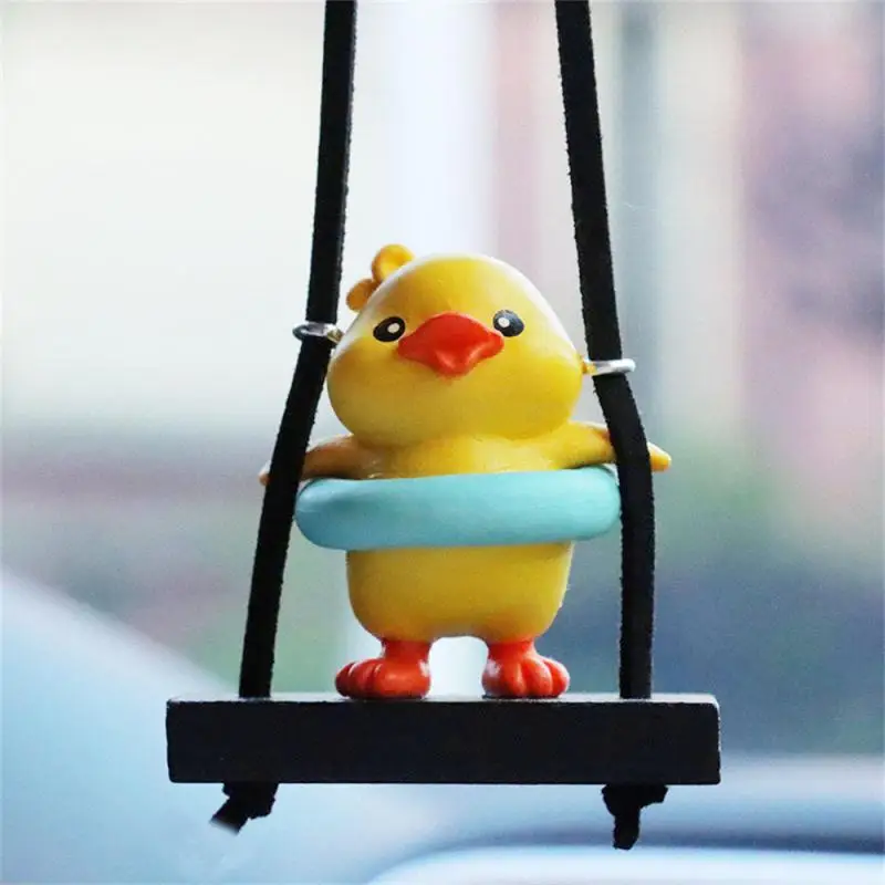 Anime Figure Swing Duck Model Decor Little Yellow Duck Auto Rearview Mirror Hanging Pendant Cute Car Ornaments Accessories Gift