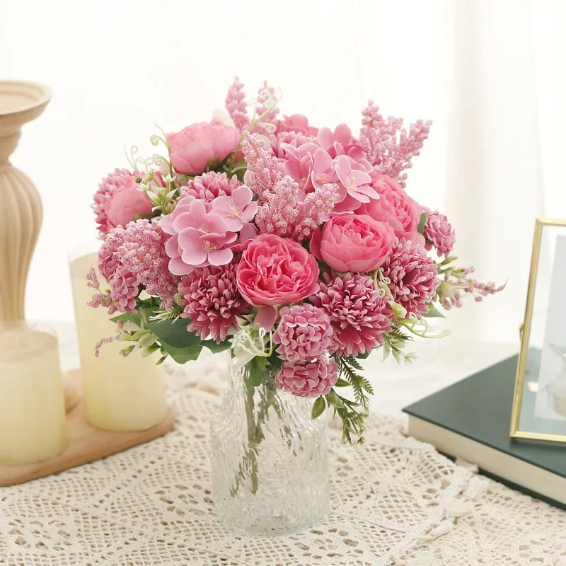 

Peony Artificial Flowers High Quality Silk Roses Wedding Vacation Party Home Table Decoration Bridal Hydrangeas Rose