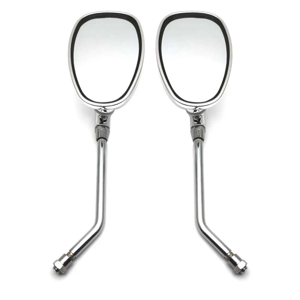 Motorcycle Rotatable Chrome Oval Side Mirrors 10mm M10 Thread for 125 Scooter Baron BMS Retro Lance Vintage Rear View Mirrors