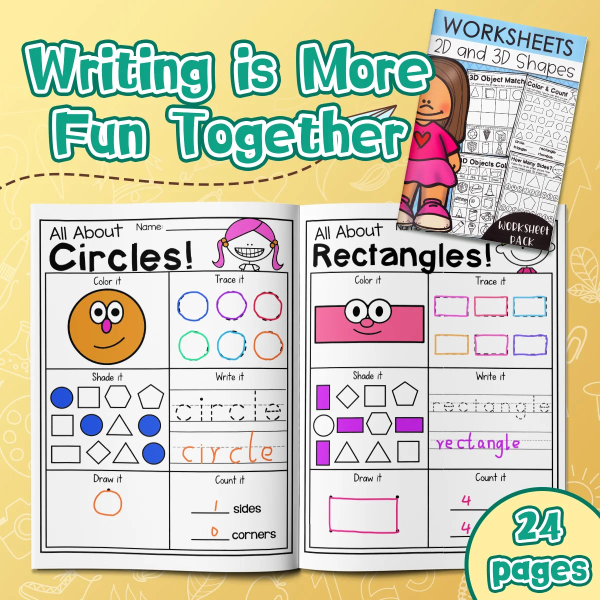 Children Geometric Shape Coloring Workbook, Fun Brain Game Practice, Help Kids Enhance Fine Motor Skills & Hand-eye Coordination