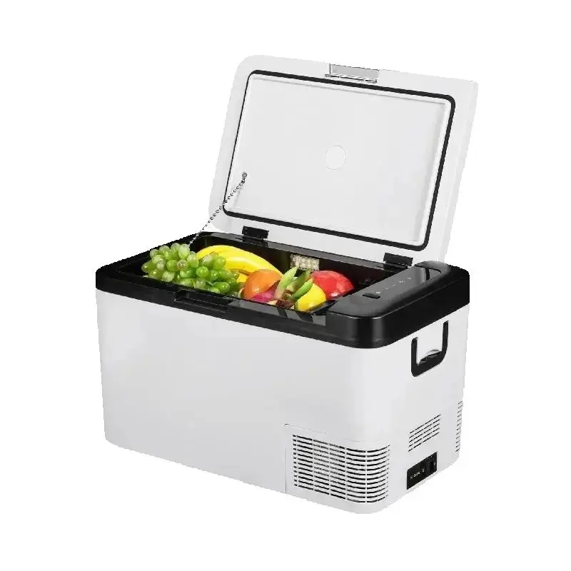 SucceBuy 25L Auto-Kühlschrank, Mini-Kühlschrank mit Gefrierfach, tragbarer Kompressorkühler, DC 110–240 V, Eisbox für Fahren, Camping, Picknick