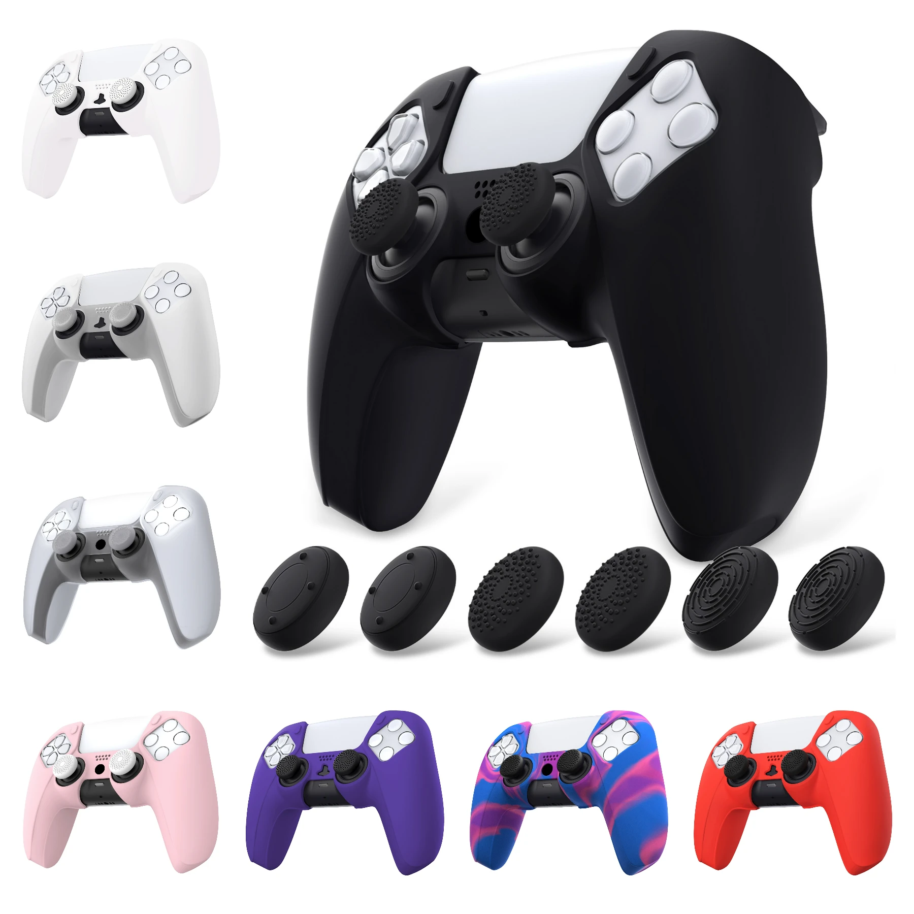 

PlayVital Dockable Model Silicone Cover Skin for ps5 Wireless Controller, Pure Series Soft Anti-Slip Rubber Grip Case with Caps