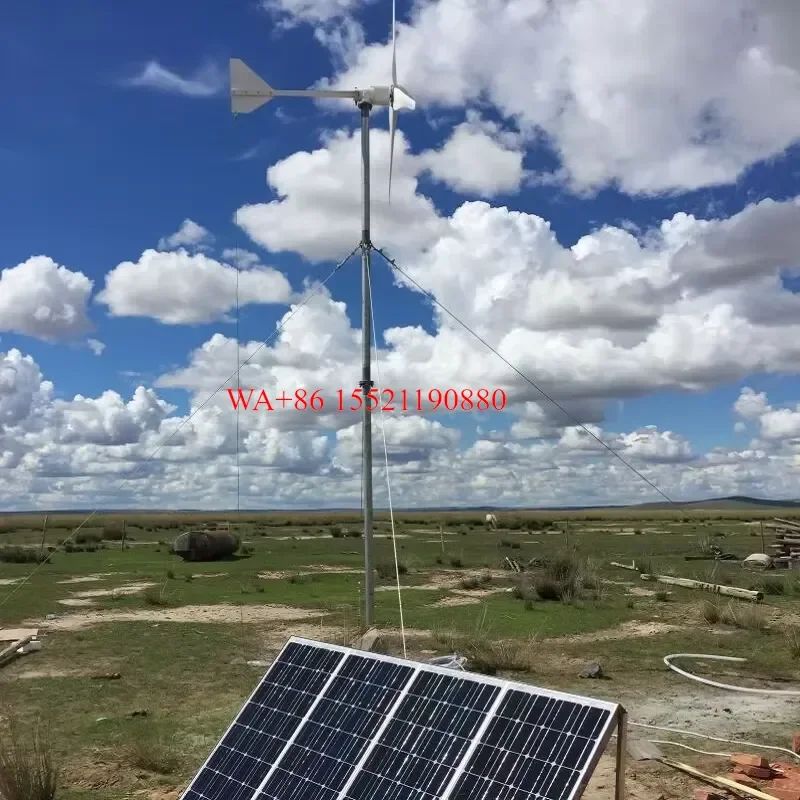 WMWMNU 2500W 3 Phase AC Wind Turbine Generator for Farm Use 48V 96V 120V 220V Reinforced Glass Fiber Blades 1680MM Length
