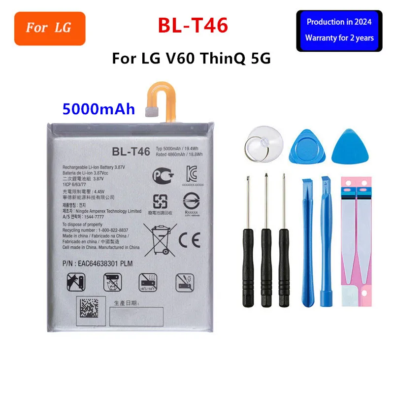 Original BL-T46 5000mAh Battery For LG V60 ThinQ 5G LMV600VM V600VM V600QM5  BL T46  Mobile phone Batteries+Tools