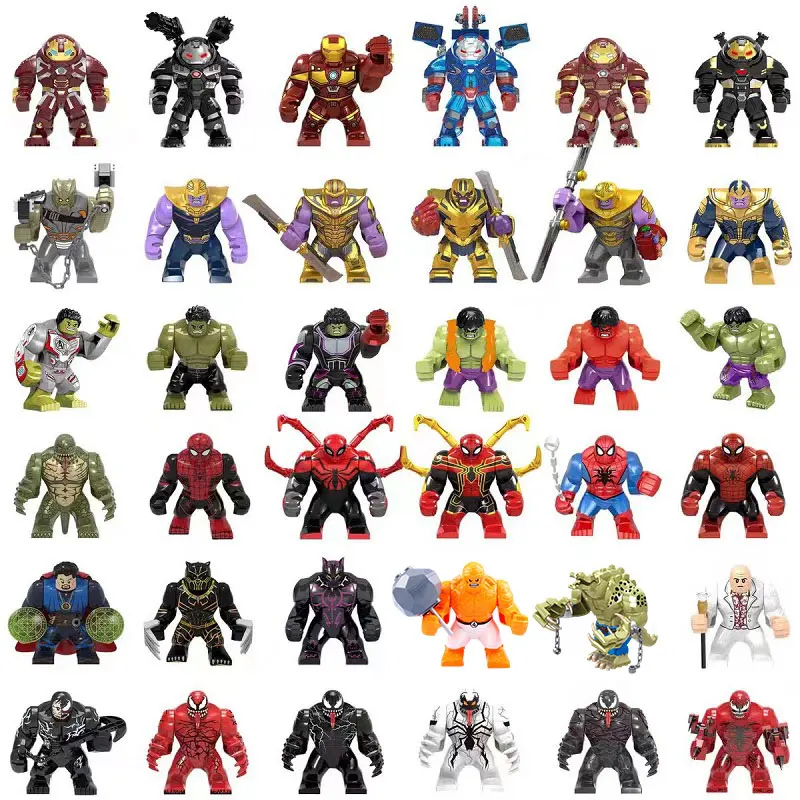 Hot selling Marvel DIY Superhero Spider Man Thanos Venom Crocodile Killer Building Blocks Toy Children's Birthday Gift