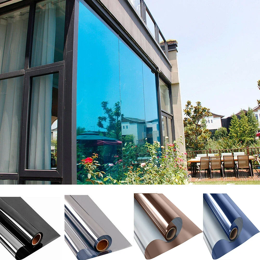 One Way Mirror Window Film Stained Vinyl Glass Self Adhesive Film Silver Heat Insulation Solar Window Tint Privacy for Home