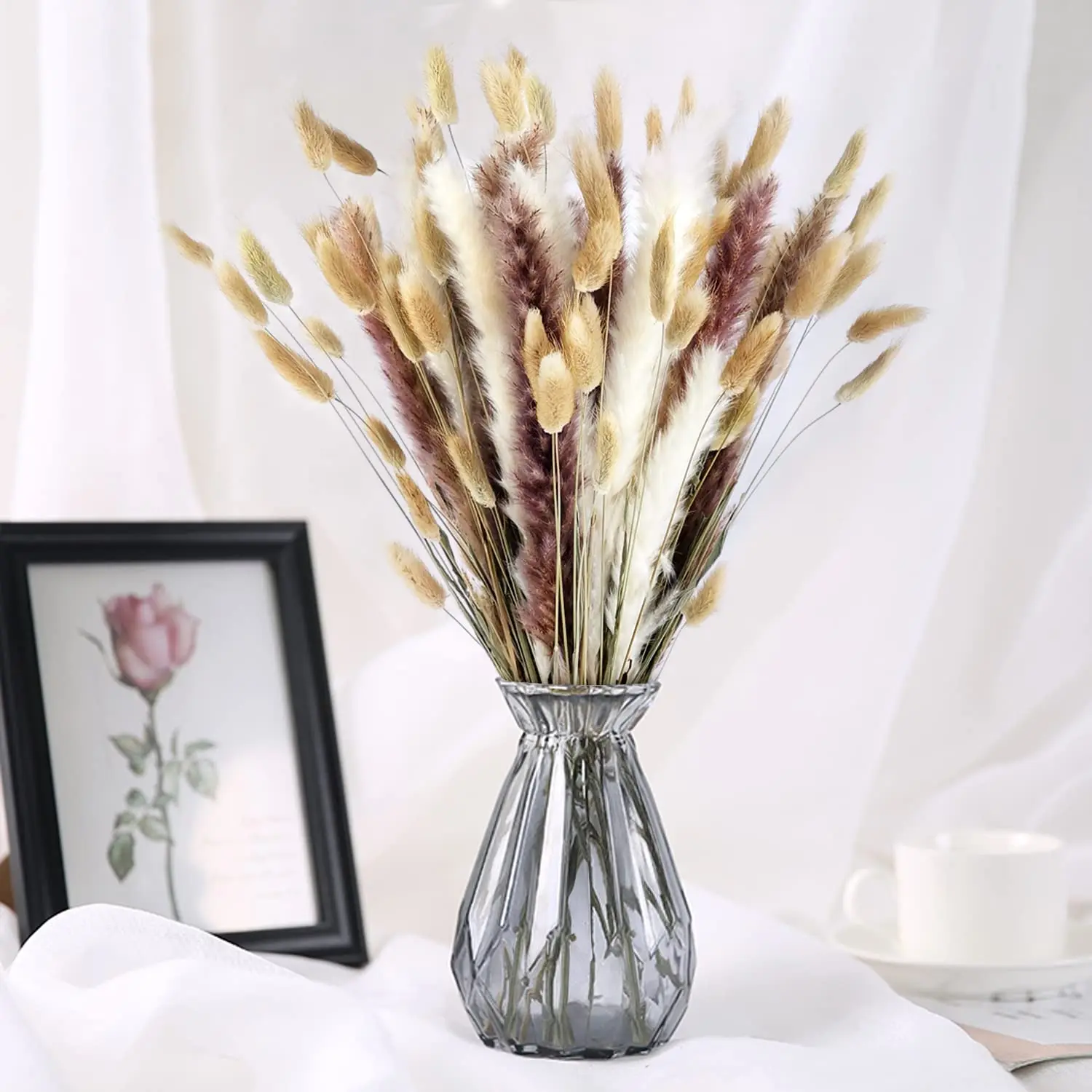 

90Pcs Dekoration Pampas Grass Fluffy Room Phragmites Decoration Natural Bunny Tail Grass Dried Flowers Home Decor Dry Flower