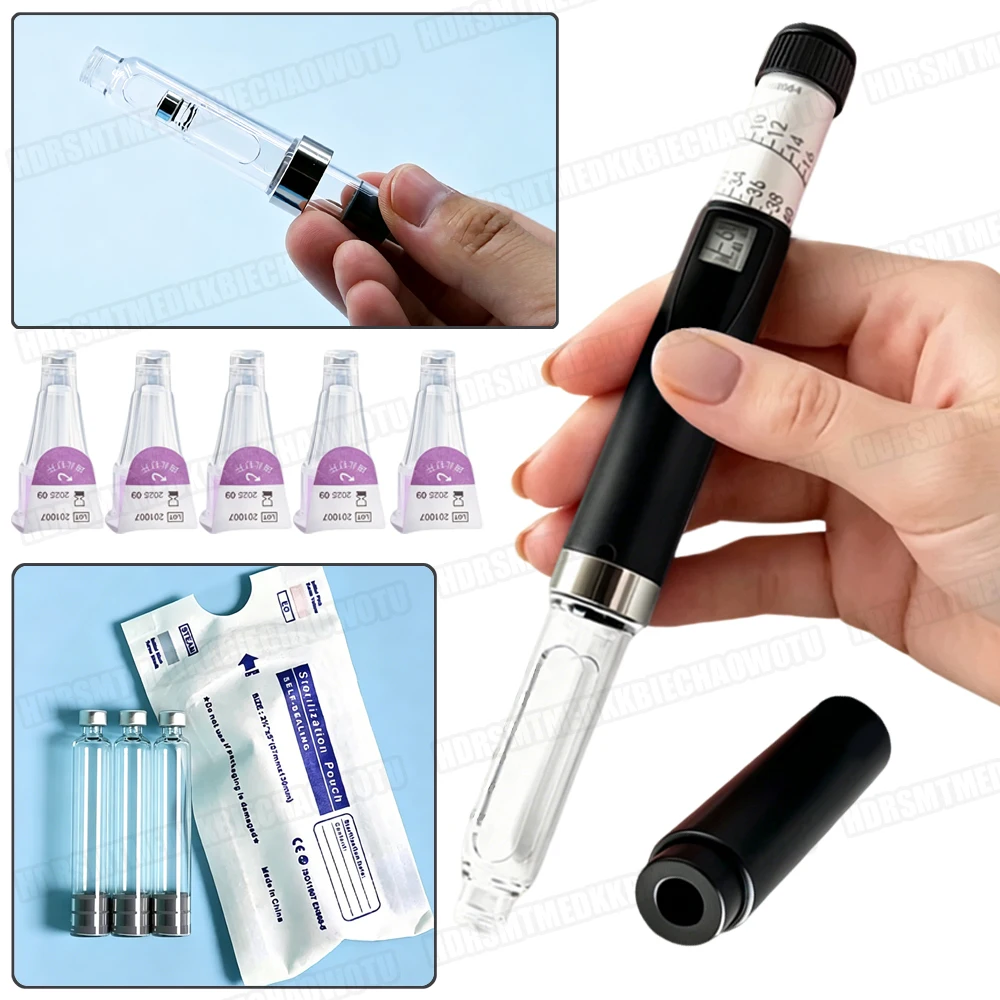 Multi-use Reusable Insulin Pens Kit 3ml Cartridges Empty Cassette Bottle 4/5/6/8mm Pen Tip Sterile Precise Dosing Injection Pen