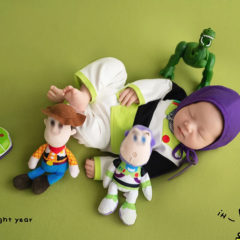 Ropa de fotografía de bebé, accesorios de muñeca de dibujos animados para recién nacido, Buzz Lightyear, conjunto de disfraces de juego de rol,