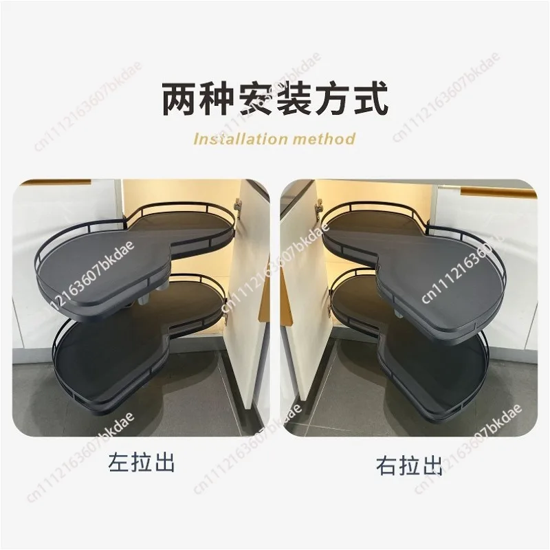 Rotating Corner Basket For Kitchen Cabinet Double Layer Pull Out Storage Rack Multi Function Organizer Space-Saving Design