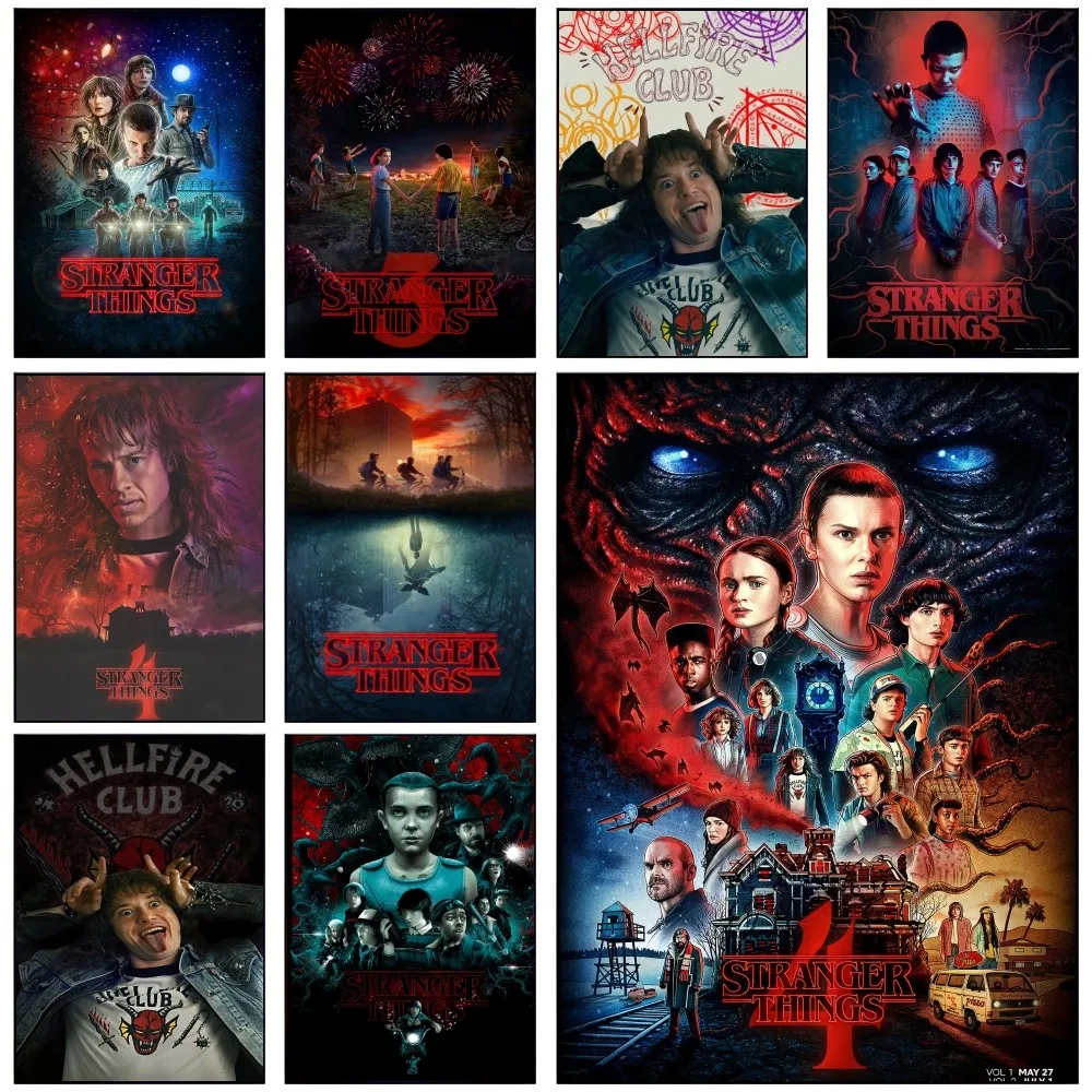 Stranger Things Movie  Poster Self-adhesive Art Waterproof Paper Sticker Coffee House Bar Room Wall Decor