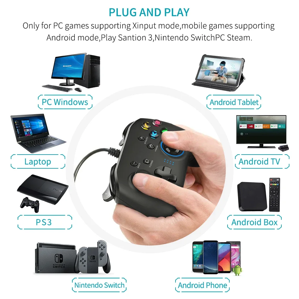 Wireless Gaming Controller Game Controller for PC Windows 7/8/10/11 PS3-5 Switch TV Box Dual-Vibration Joystick Gamepad