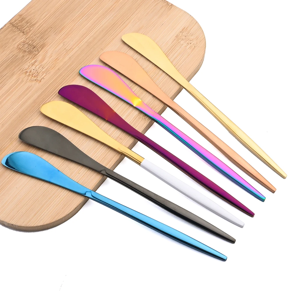 6Pcs Stainless Steel Butter Knife Mirror Cheese Dessert Butter Jam Cream Spreaders Tool Utensil Cutlery Dessert Knifes