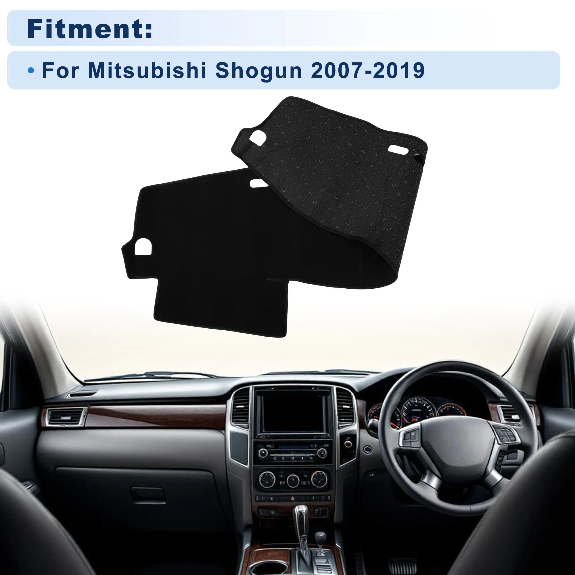UXCELL Dash Cover for Mitsubishi Shogun 2007-2019 Without HUD Polyester Black 1 set