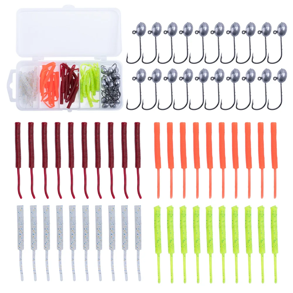 

Goture 40pcs/box Bionic Sea Sandworms Soft Bait with 20pcs jig Hook Fishing Lure set Artificial Bait Fishing Tools & Accessories