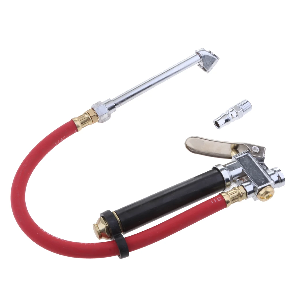 Accurate Air Tire Presure Gauge Air Inflator Gun Red Rubber Hose with Quick Connector