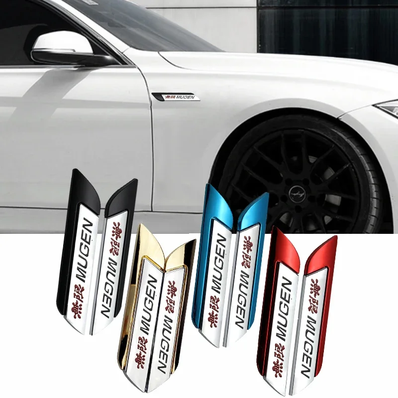 2pcs Car Fender Side Emblem Sticker Sport Rear Trunk Badge for Honda Mugen Accord CRV Civic City Odyssey Elysion Fit Jade Pilot