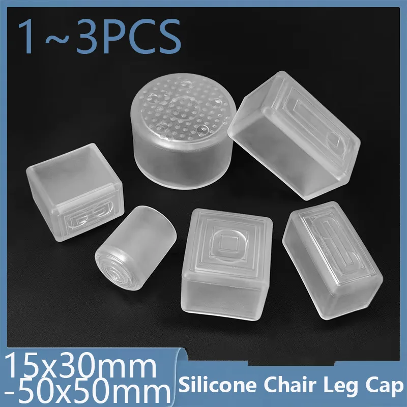 Transparent Rectangle 15x30mm-50x50mm Oval Chair Leg Caps Clear PVC Non-Slip Furniture Table Cover Feet Sock Protector Pad