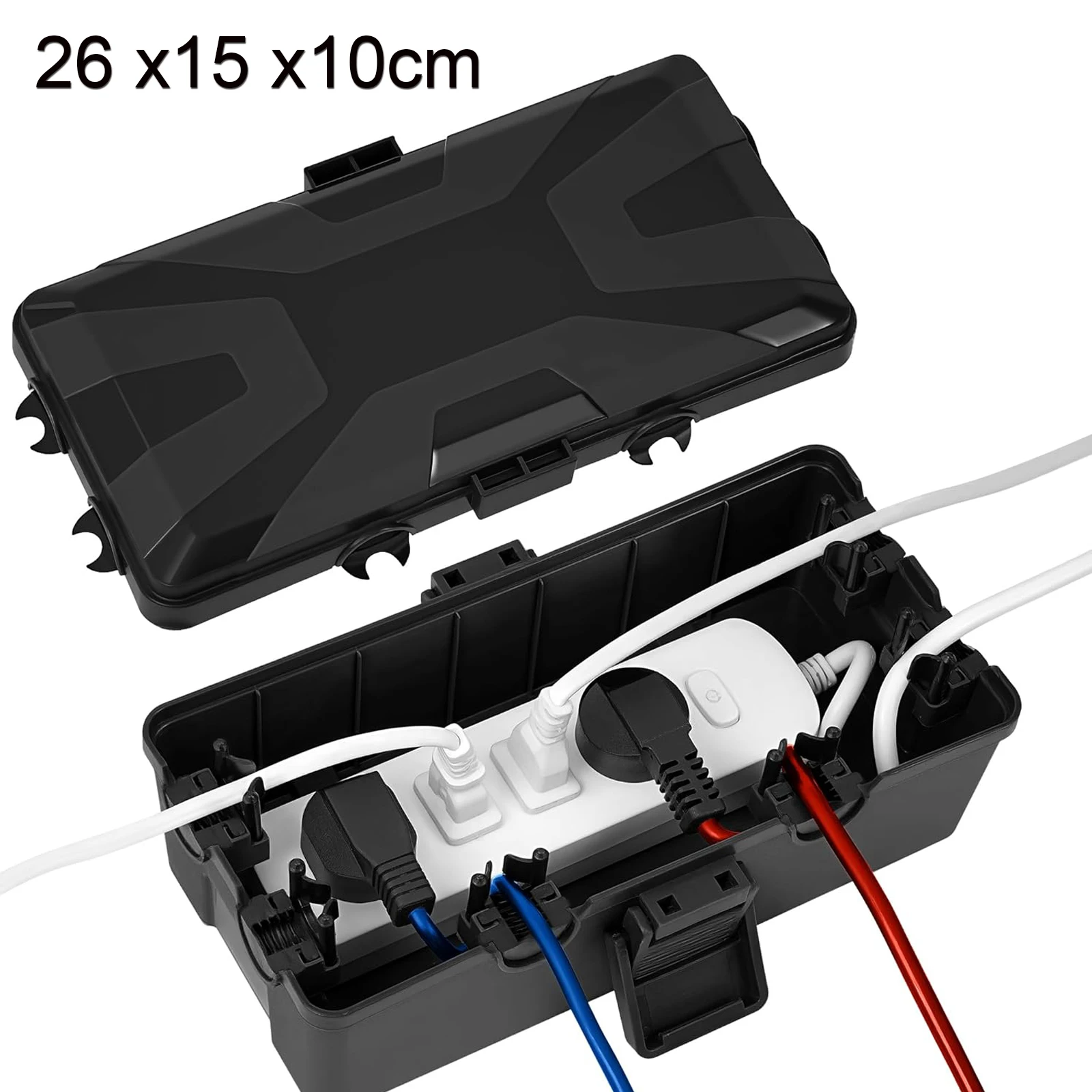 Outdoor Electrical Box Waterproof Weatherproof Connection Box 6 Cable Entry Ports, Extension Cord Cover Protect Power Strip Time